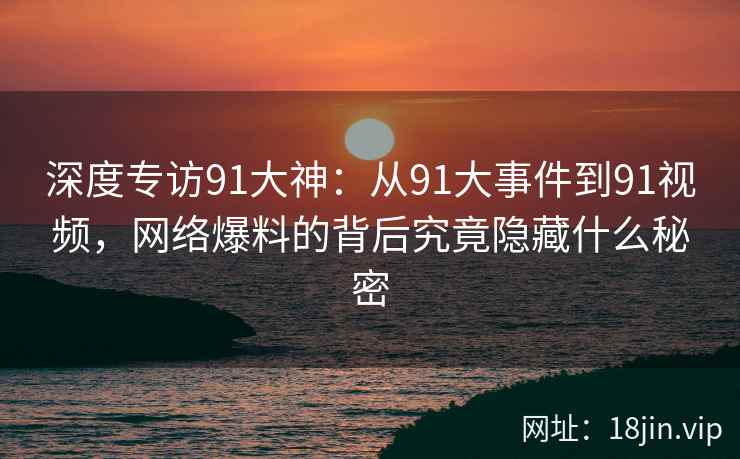 深度专访91大神：从91大事件到91视频，网络爆料的背后究竟隐藏什么秘密